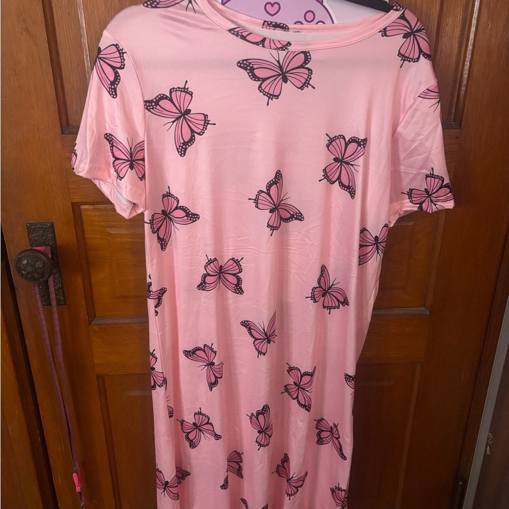Pink Butterfly Print Nightgown